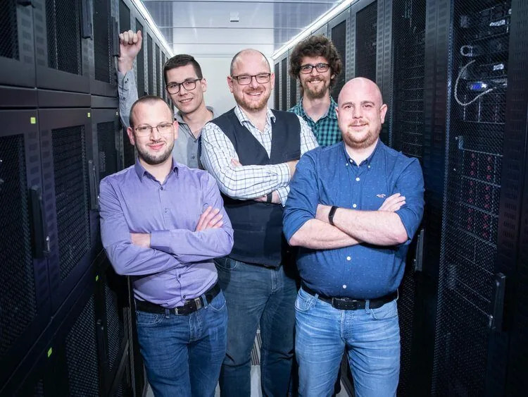 The myDataCenter.at founding team in the server room of the Austrian data center